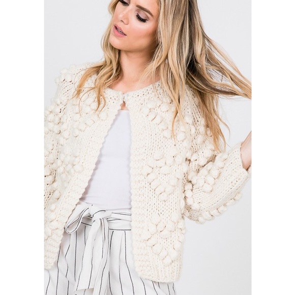 Ivory Pompom Knitted Cardigan - Picture 3 of 6